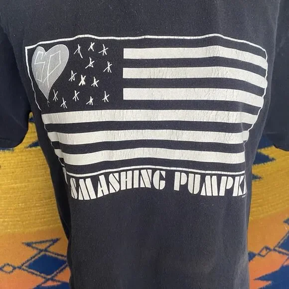 Y2K Smashing Pumpkins Zeitgeist Flag Band Tee Shirt. S/M. Unisex. Preowned. - Picture 3 of 12